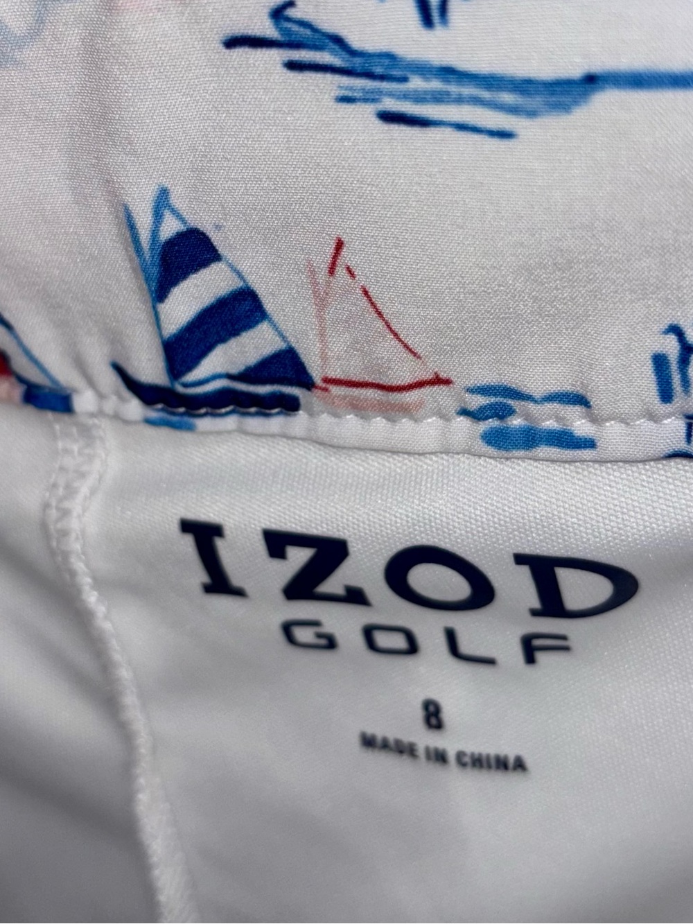 Izod White Shorts with Blue and Red Nautical Print - Picture 5 of 5